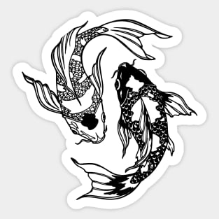 Yin Yang Koi Carp Fish Illustration Tattoo Style Sticker